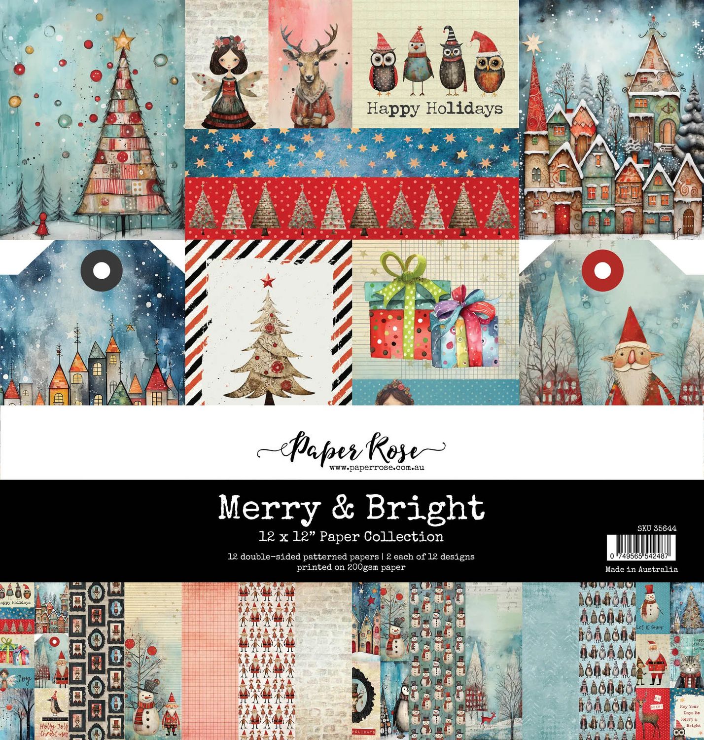 Paper Rose - Merry and Bright - 12"x12" D/S Paper Pad