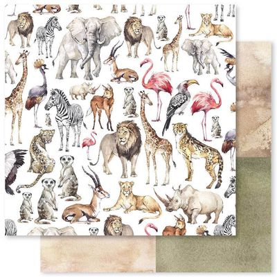 Paper Rose - Beautiful Savannah - Fauna - 12"x12" D/S Paper - C