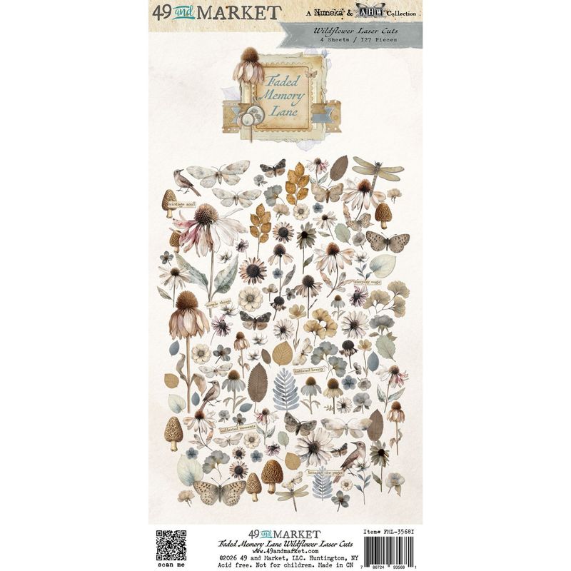 49 and Market - Faded Memory Lane - Laser Cut-Outs - Wildflowers