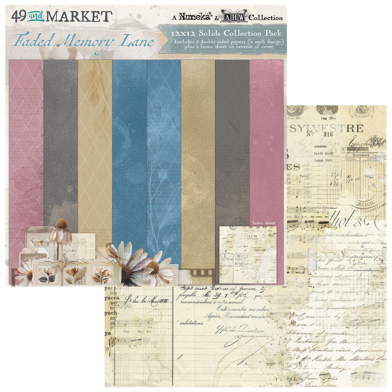 49 and Market - Faded Memory Lane - 12"x12" D/S Paper Pack -  Solids