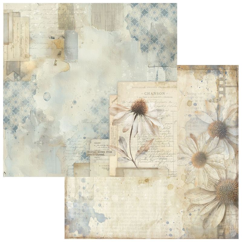 49 and Market - Faded Memory Lane - 12"x12" D/S Paper - Wildflower Notes