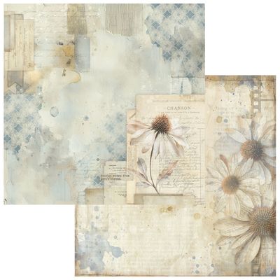 49 and Market - Faded Memory Lane - 12"x12" D/S Paper - Wildflower Notes