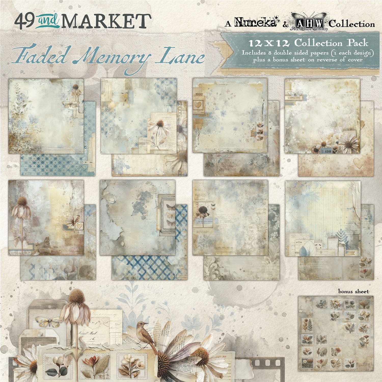 49 and Market - Faded Memory Lane - 12"x12" D/S Paper Pack