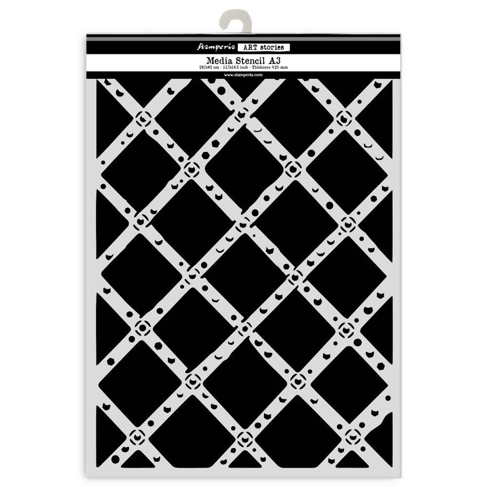 Stamperia - A3 Stencils for Art and Craft - Diamond Grid Pattern