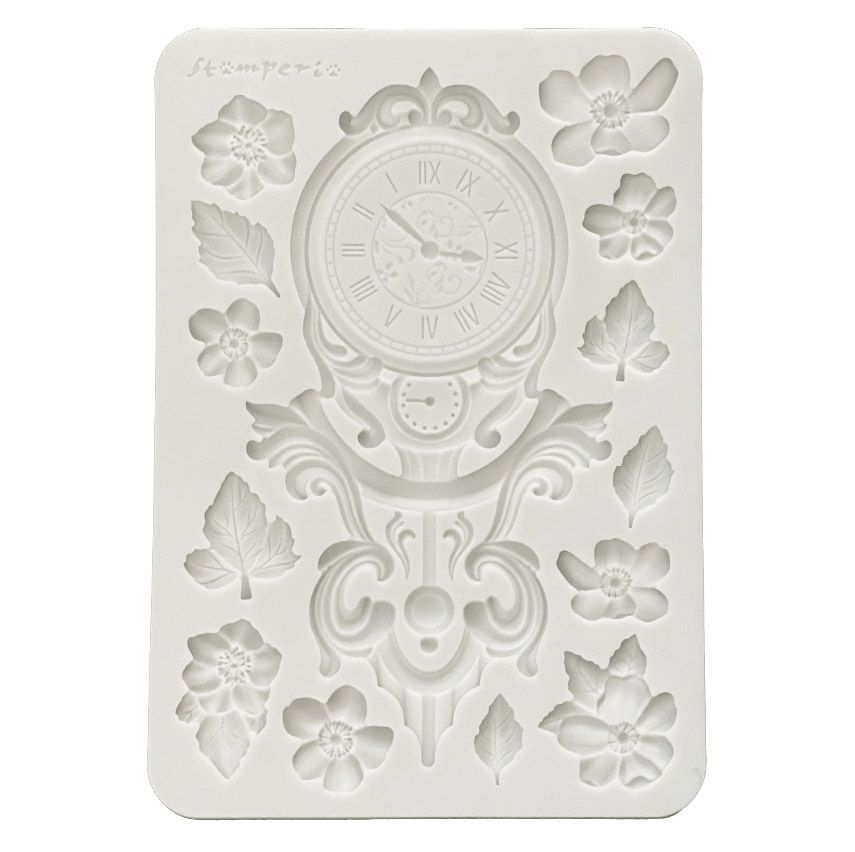 Stamperia - Gardens of Time - A5 Silicone Mould - Clock and Flowers