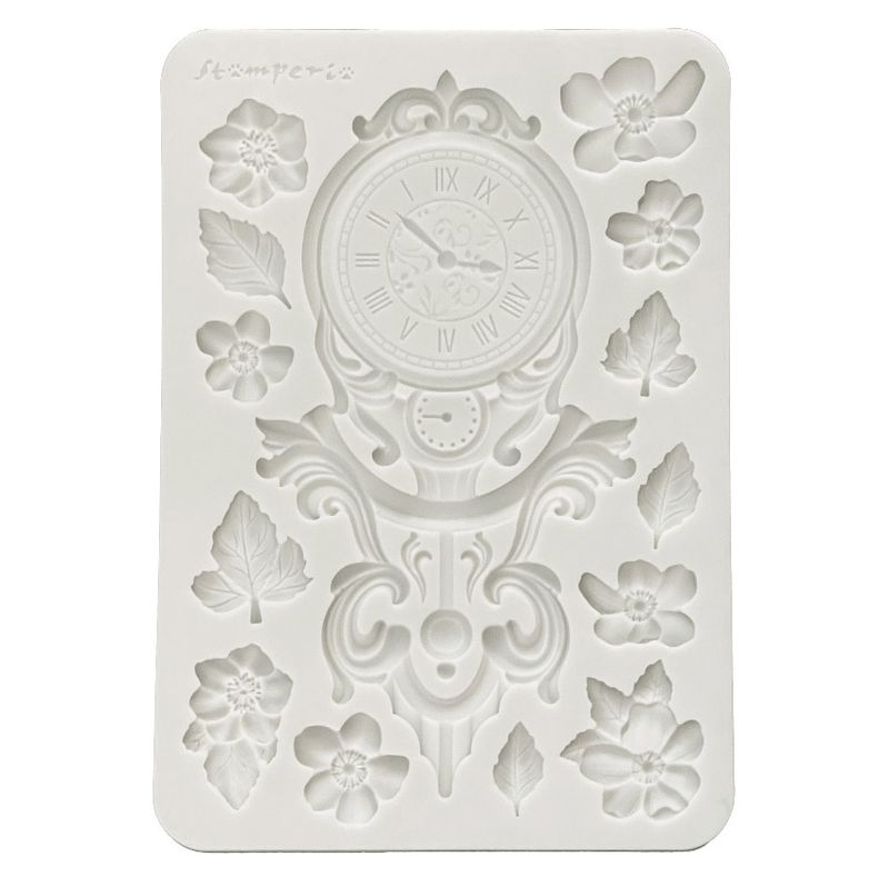 Stamperia - Gardens of Time - A5 Silicone Mould - Clock and Flowers
