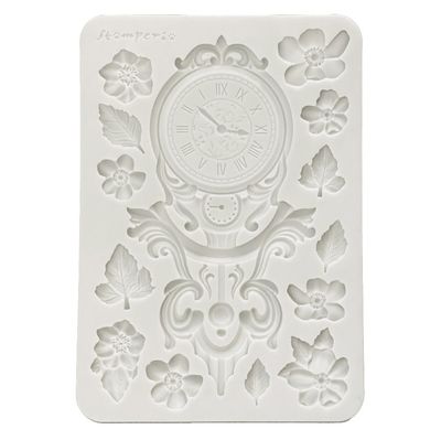 Stamperia - Gardens of Time - A5 Silicone Mould - Clock and Flowers