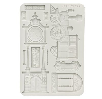 Stamperia - Gardens of Time - A5 Silicone Mould - Train and Longcase Clock