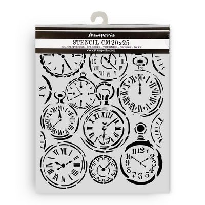 Stamperia - Gardens of Time - 20x25cm Stencil - Mixed Clocks