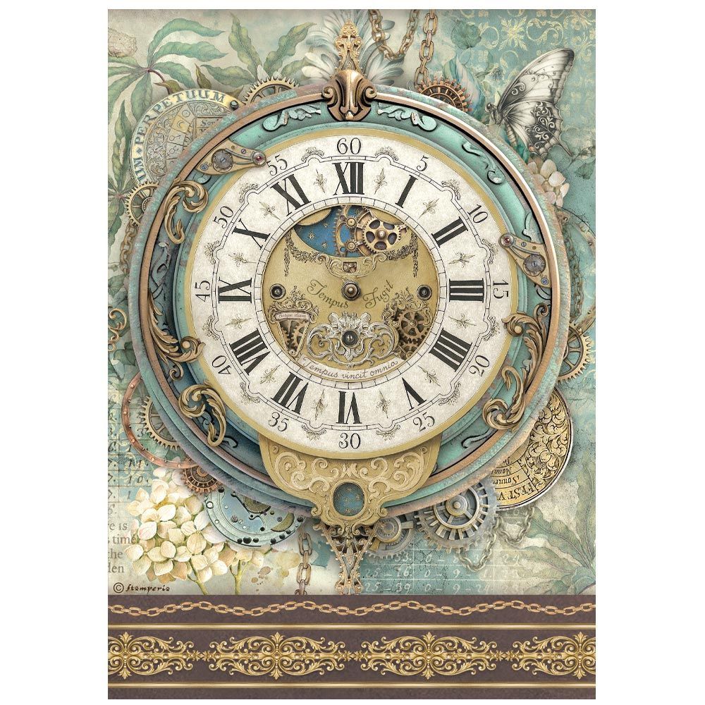 Stamperia - Gardens of Time - A4 Rice Paper - Big Clock