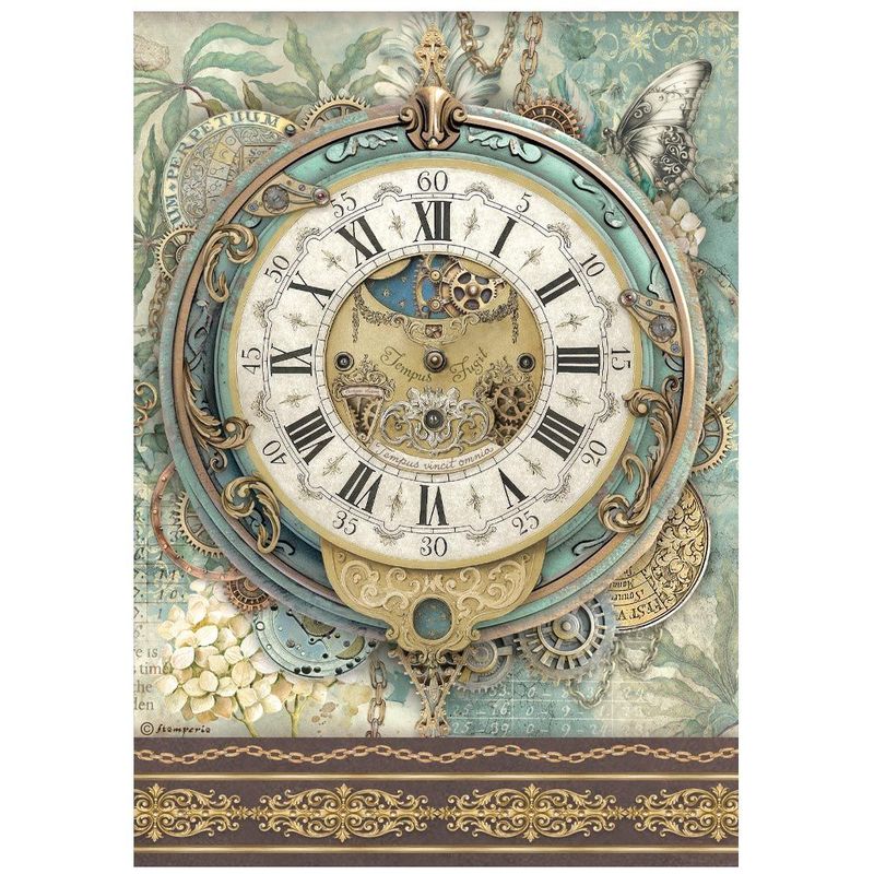 Stamperia - Gardens of Time - A4 Rice Paper - Big Clock