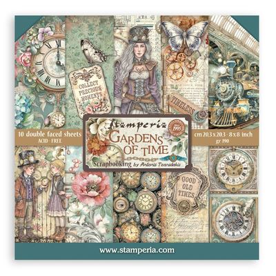 Stamperia - Gardens of Time - 8"x8" Double-sided Paper Pad