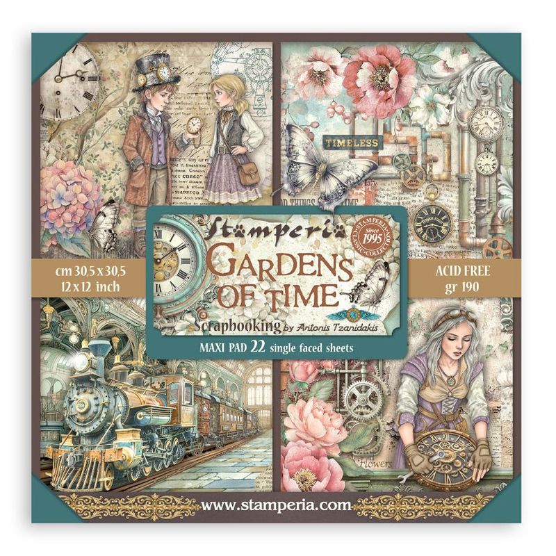 Stamperia - Gardens of Time - 12"x12" Single-sided Paper Pad