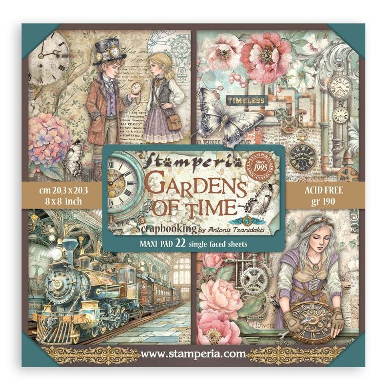 Stamperia - Gardens of Time - 8"x8" Single-sided Paper Pad