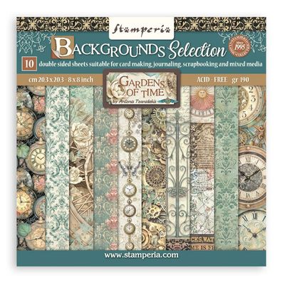 Stamperia - Gardens of Time - 8"x8" Background Paper Pad