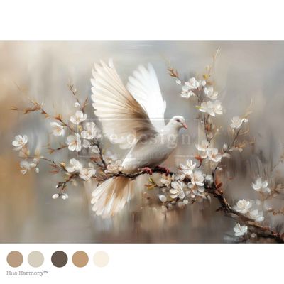 Prima Marketing Re-Design - A1 Decoupage Fibre Sheet - Alabaster Grace