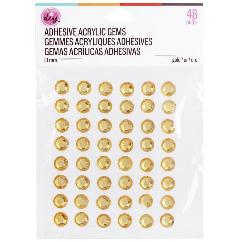 Cousin - Adhesive Rhinstones - 10mm - Gold