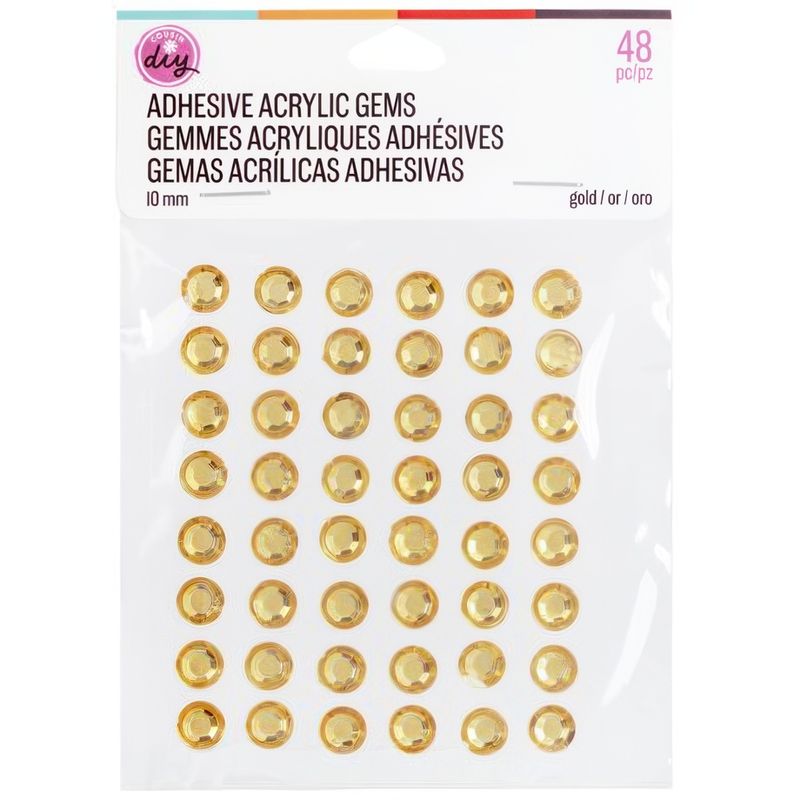 Cousin - Adhesive Rhinstones - 10mm - Gold