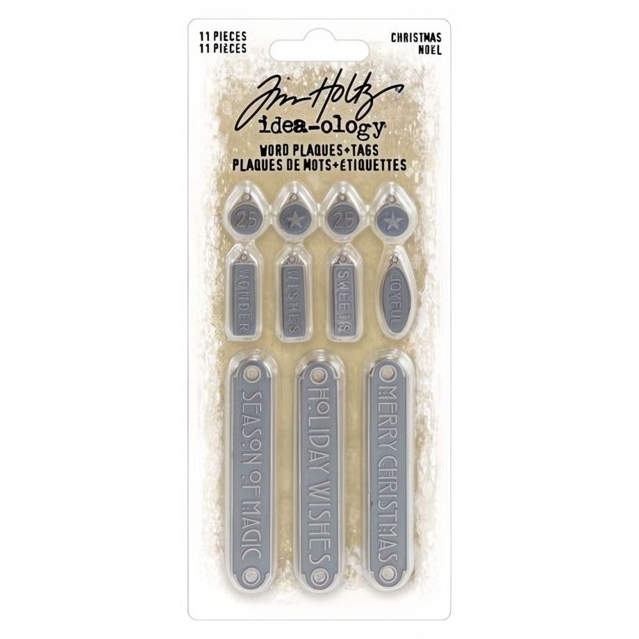 Tim Holtz - Idea-Ology - Metalware - Word Plaques + Tags - Christmas