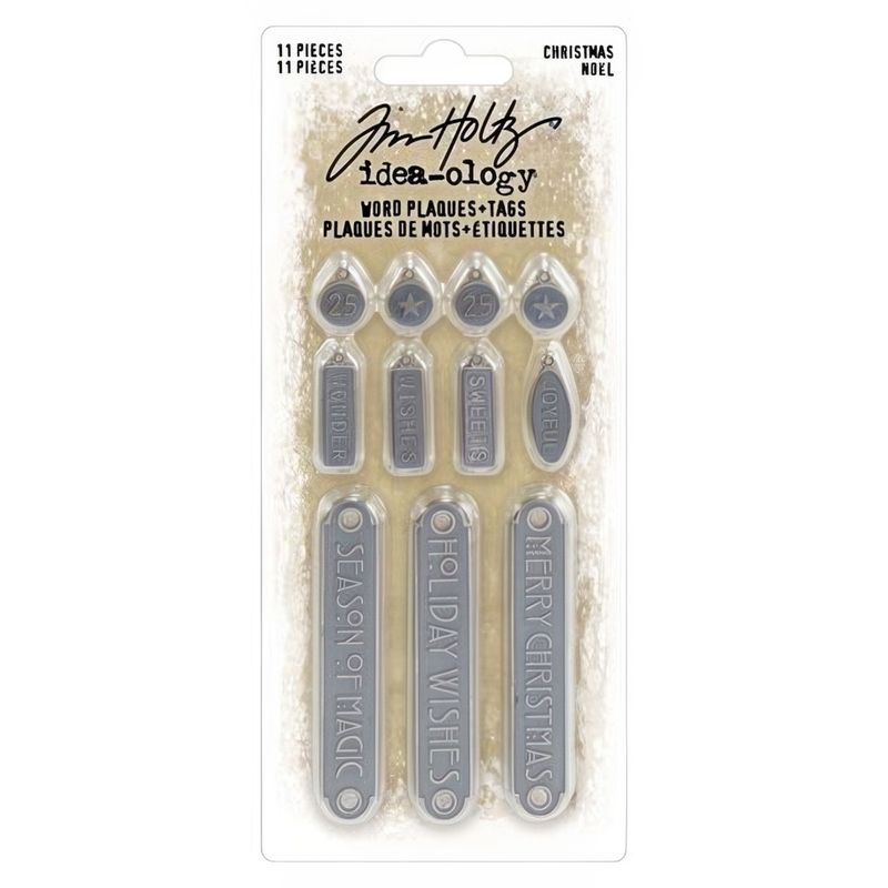 Tim Holtz - Idea-Ology - Metalware - Word Plaques + Tags - Christmas