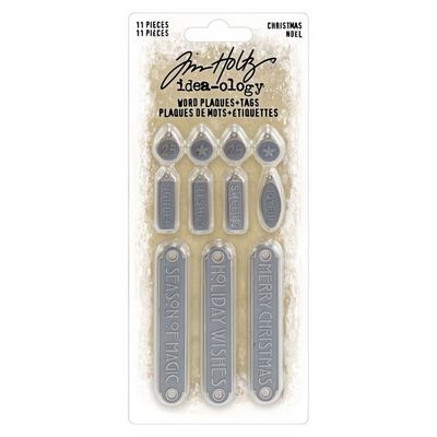 Tim Holtz - Idea-Ology - Metalware - Word Plaques + Tags - Christmas