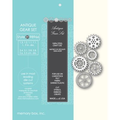 Memory Box Die - Metal Craft Die - Antique Gear Set