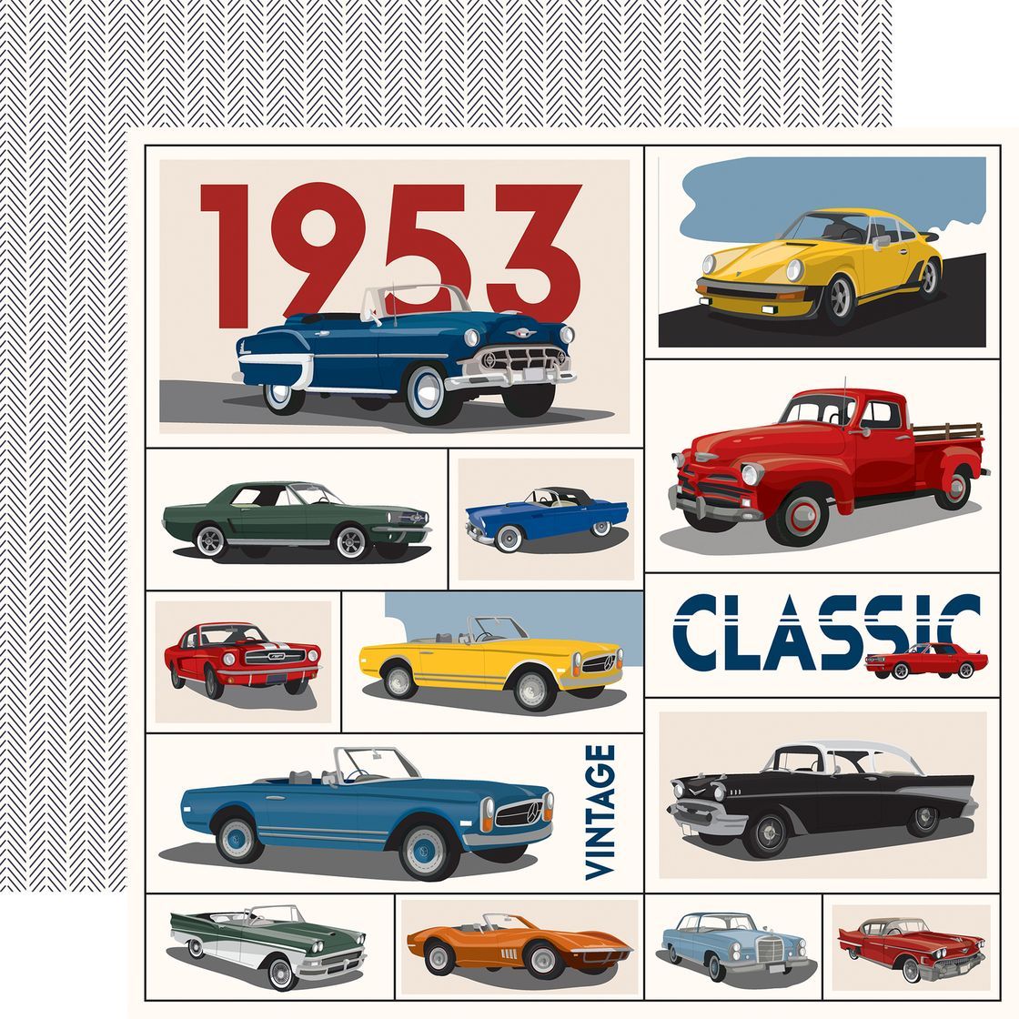 Carta Bella - Cars - 12"x12" D/S Paper - Assorted Car Cards