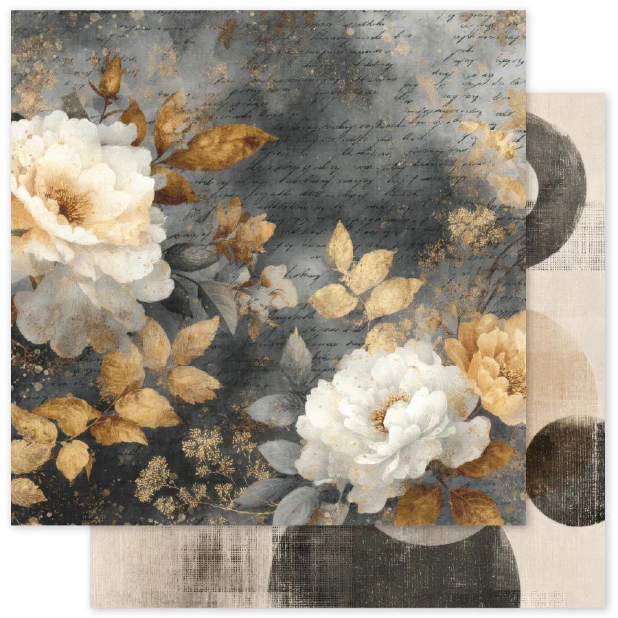 Paper Rose - Ink and Ivory - 12"x12" D/S Paper - F