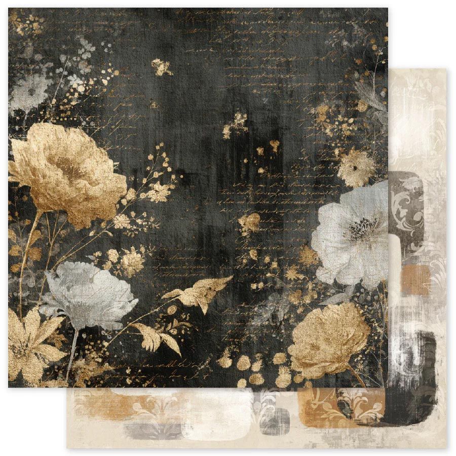 Paper Rose - Ink and Ivory - 12"x12" D/S Paper - D
