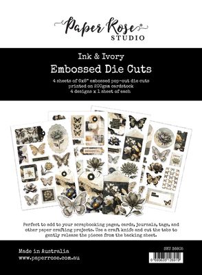 Paper Rose - Ink and Ivory - Embossed Die Cuts