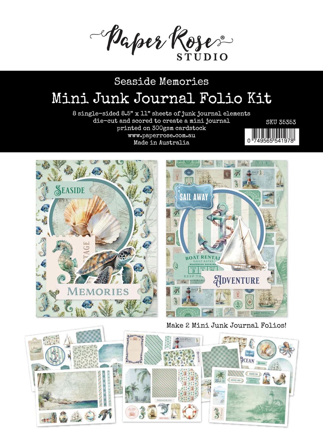 Paper Rose - Seaside Memories - Mini Jiunk Journal Folio Kit Paper Rose - Seaside Memories - Mini Jiunk Journal Folio Kit