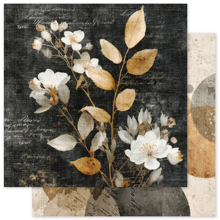Paper Rose - Ink and Ivory - 12"x12" D/S Paper - B