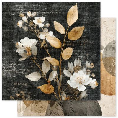 Paper Rose - Ink and Ivory - 12"x12" D/S Paper - B