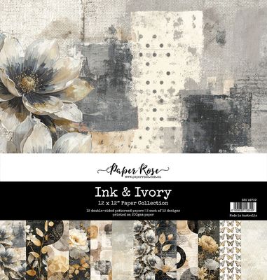 Paper Rose - Ink and Ivory - 12"x12" D/S Paper Pad
