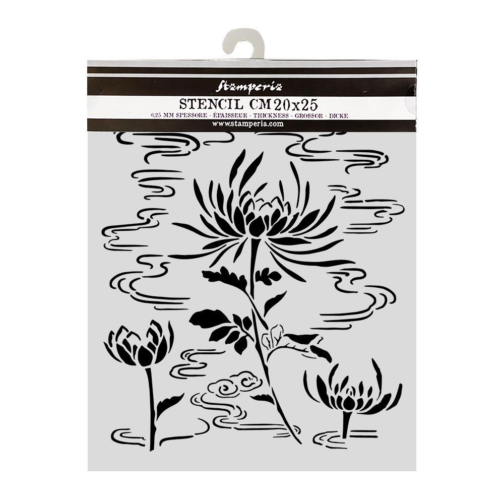 Stamperia - Oriental Garden - 20 x 25cm Stencil - Lotus Flower Stamperia - Oriental Garden - 20 x 25cm Stencil - Lotus Flower