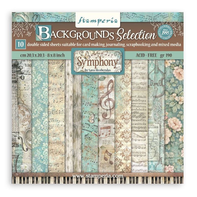 Stamperia - Symphony - 8"x8" Double-sided Background Paper Pad