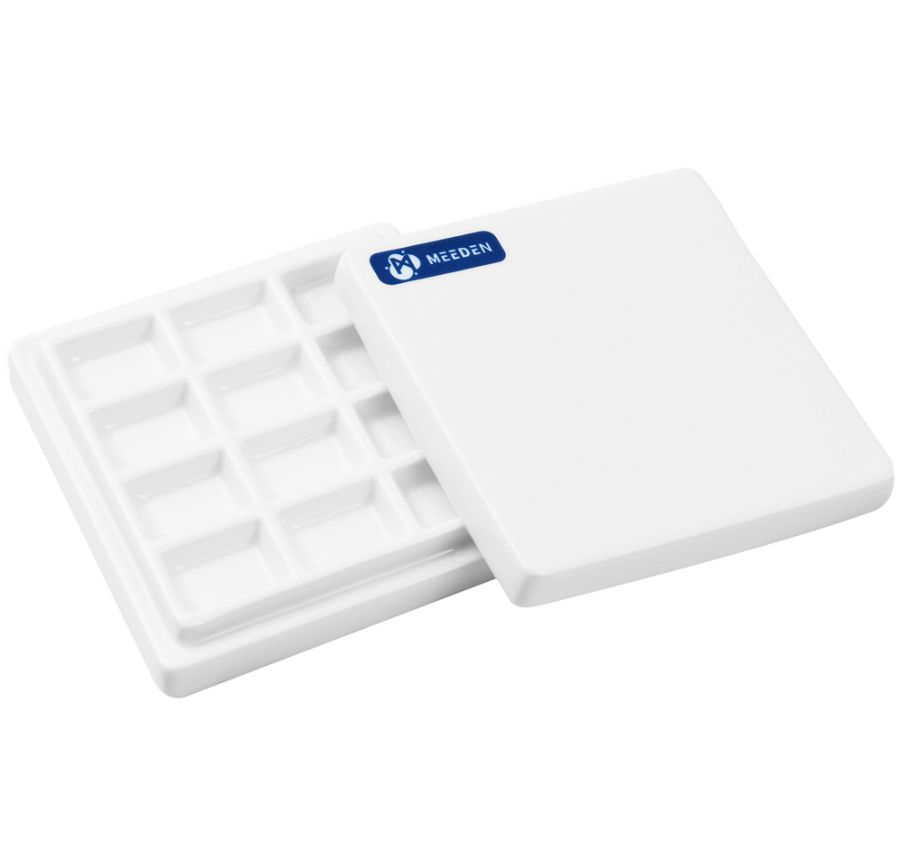 MEEDEN -  Porcelain Paint Palette - 12 Wells - Square With Lid