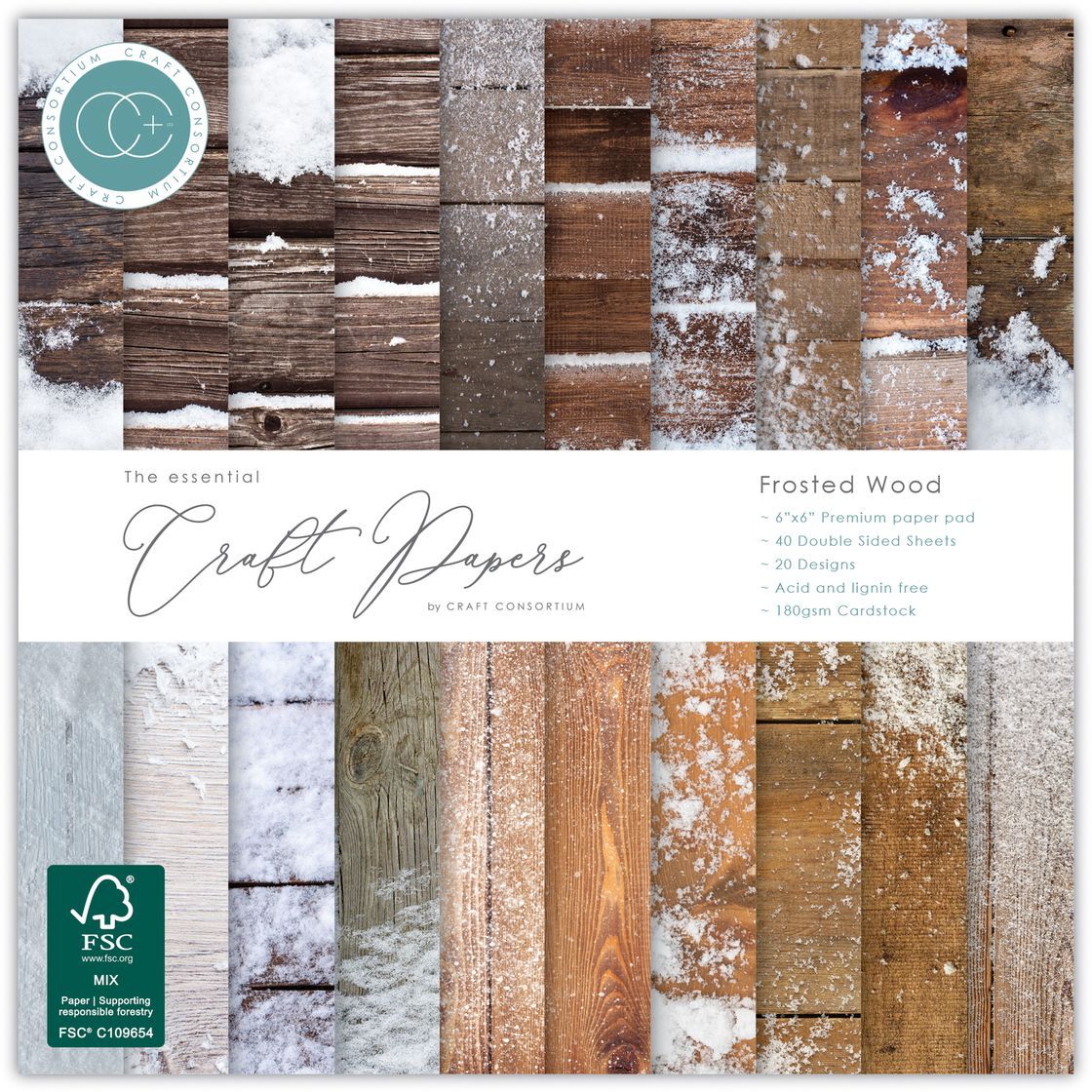 Craft Consortium - 6"x6" Paper Pad - Frosted Wood