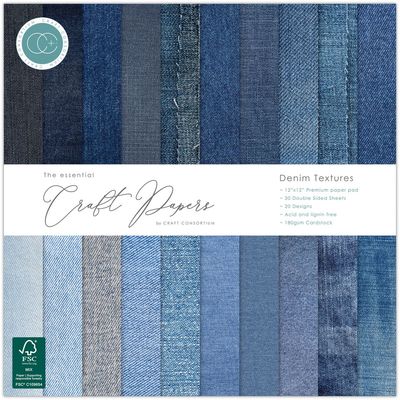 Craft Consortium - 12 Craft Consortium - 12"x12" Paper Pad - Denim Textures