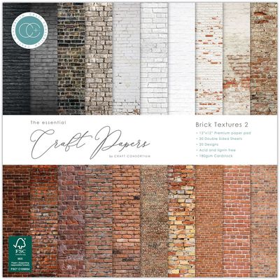 Craft Consortium - 12"x12" Paper Pad - Brick Textures 2
