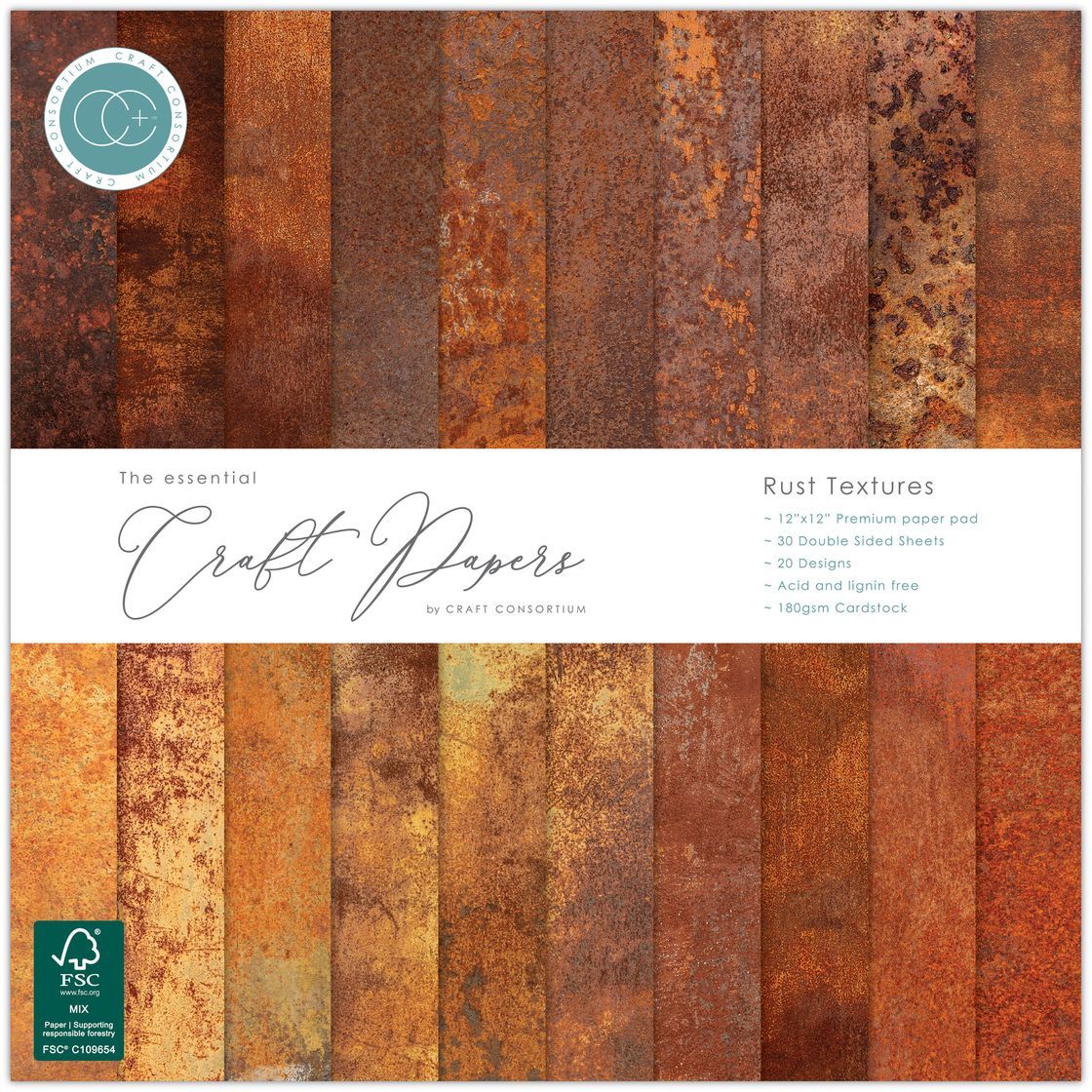 Craft Consortium - 12"x12" Paper Pad - Rust Textures