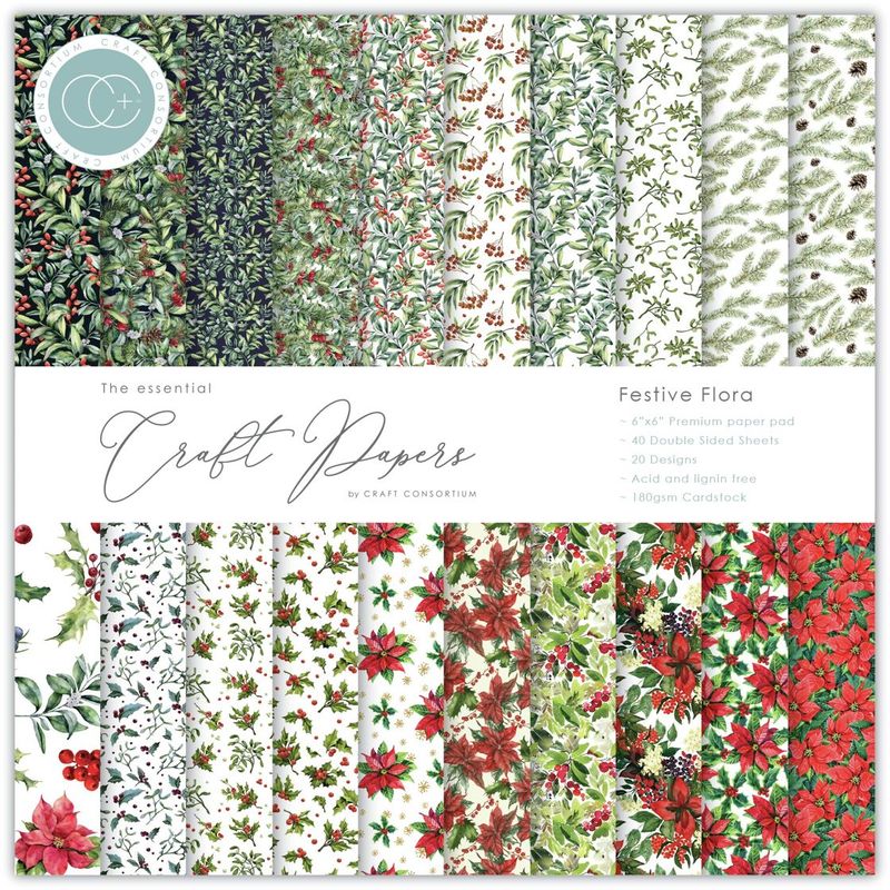 Craft Consortium - 6"x6" Paper Pad - Festive Flora