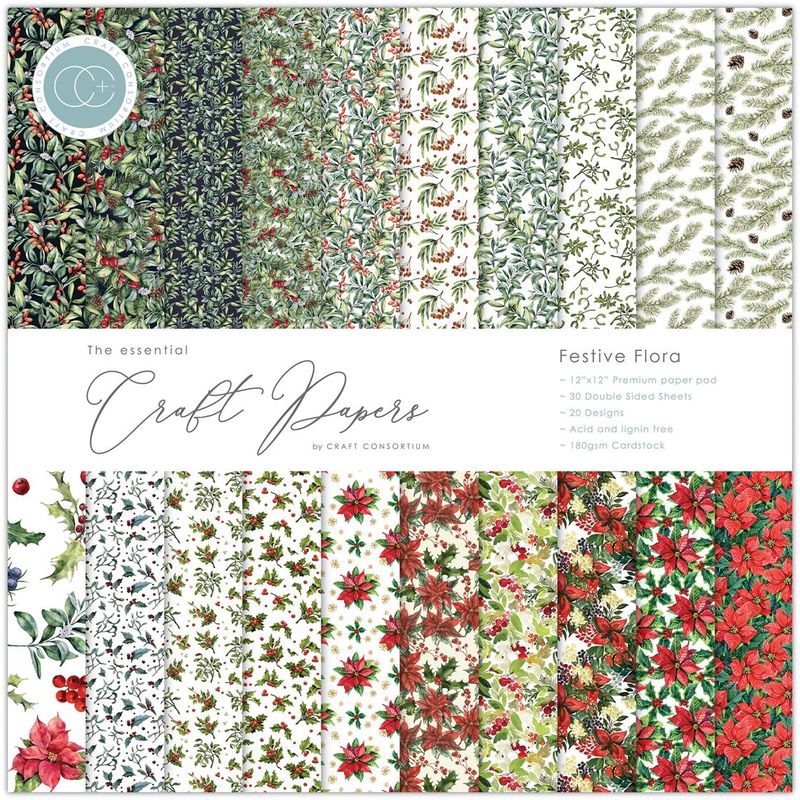 Craft Consortium - 12"x12" Paper Pad - Festive Flora
