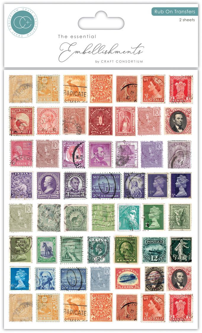Craft Consortium - Rub-on Transfers - The Collector - Used Stamps