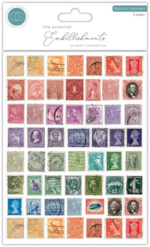 Craft Consortium - Rub-on Transfers - The Collector - Used Stamps