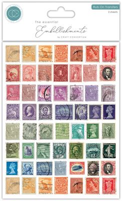 Craft Consortium - Rub-on Transfers - The Collector - Used Stamps