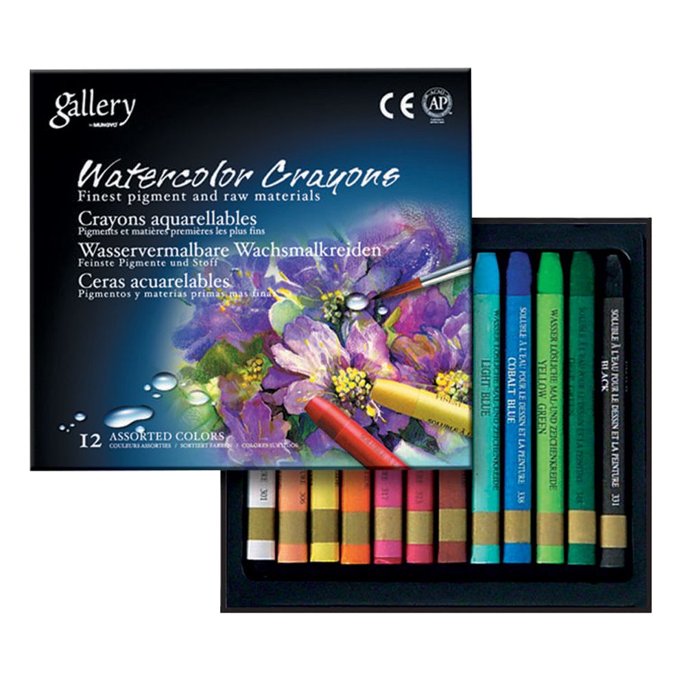 Mungyo Gallery - Watercolour Crayons - 12 Assorted Colours