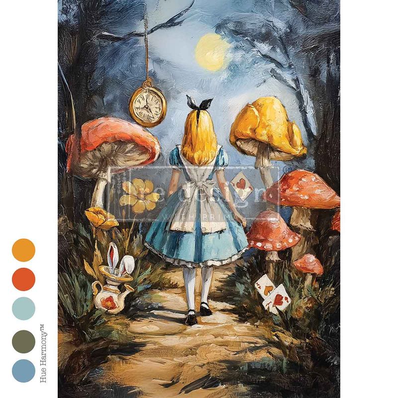 Prima Marketing - ReDesign- A3 Decoupage Fiber Sheet - A Trail of Hearts &amp; Hares