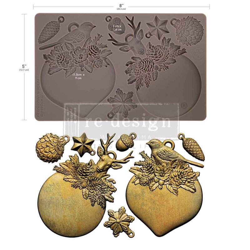 Prima Marketing - 5"x8" Silicone Moulds - Evergreen Antler Emblem