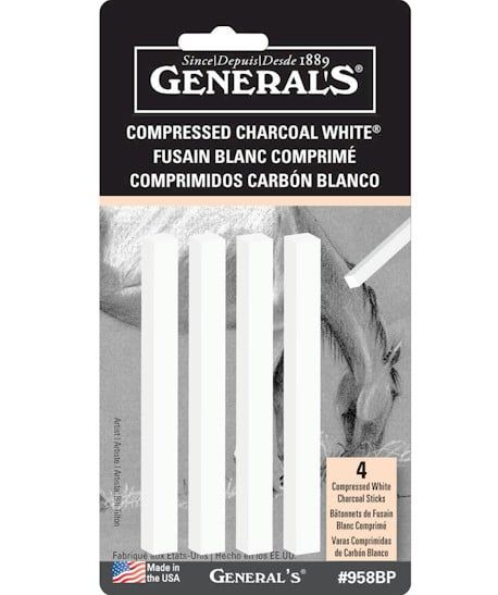 General's - Compressed Charcoal - White - Pack of 4